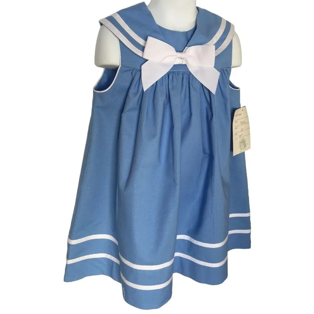 Girls Dress Size 2T Lavender Blue Boutique Cotton Blend Church Party Bow Gift - Picture 1 of 6